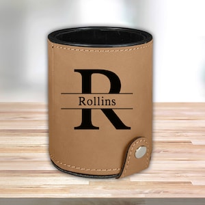 Personalized Leather Dice Cup, Tan, Groomsmen Dice Cup, Groomsmen Gifts, Gifts for Dad, Husband Gift, Gifts for Him