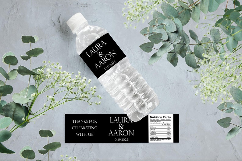 Personalized Wedding Water Bottle Labels - Bottled Water Labels - Wedding Bottled Water Labels - Water Bottle Wraps - Bottle Stickers