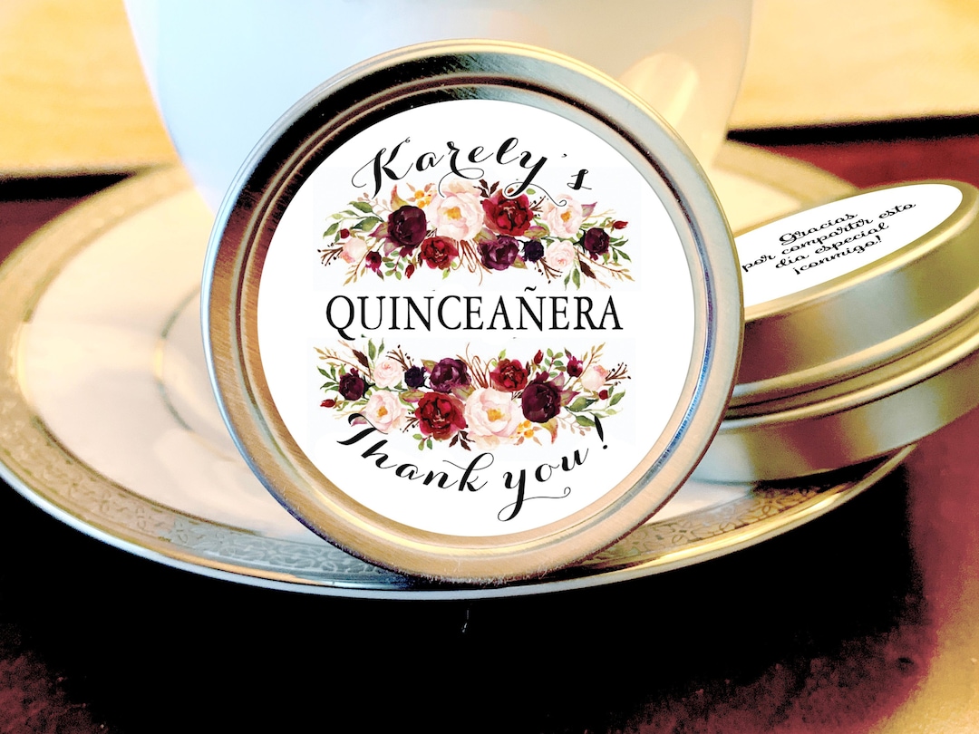 Burgundy Rose Quinceañera Party Favors Mint Tins Quinceañera Favors