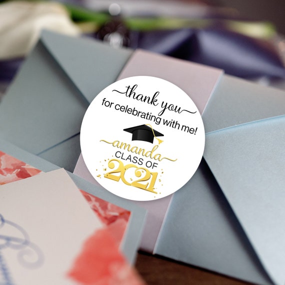 Class of 2021 Graduation Stickers - Graduation Thank You Stickers - Custom Thank You Stickers - Custom Graduation Stickers - Round Stickers Il_570xn