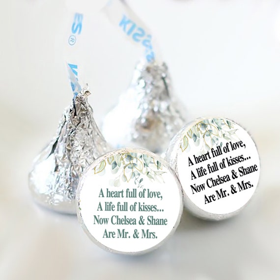 Chocolate Candy Kiss Labels Eucalyptus Greenery Foliage Kiss