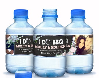 30 I Do BBQ Water Bottle Labels, Engagement Party Wedding, Bachelorette, Bridal Shower, Custom  Personalized Label - I DO BBQ - Pink Peonies