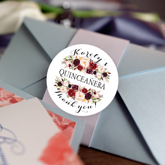 Quinceañera Stickers, Custom Bridal Shower Labels Round labels