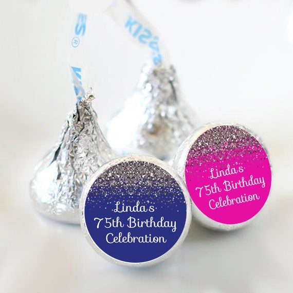 108 Hershey Kiss® Stickers - Kiss Seals - Candy Labels - Birthday Favors - Hershey® Kiss Seals - Birthday Stickers - Kiss Label - Sparkle Il_570xn
