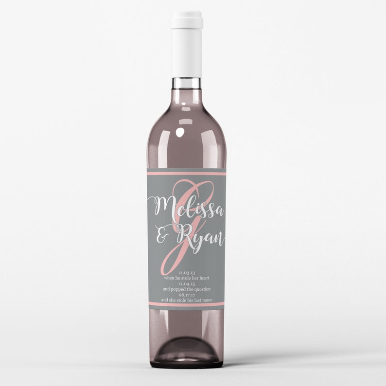 Personalized Wine Label Custom Wine Label Wedding Decor Monogram Wedding Wine Label Wine Labels Wedding Wine Bottle Label