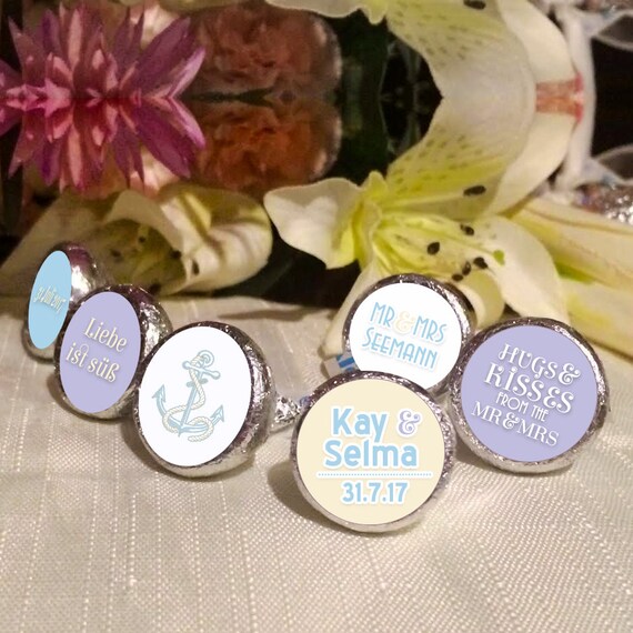 108 Mr & Mrs Hershey Kiss® Stickers, Anchor Hershey Kiss Stickers Wedding, Personalized Nautical Hershey Kiss Labels, Your Colors Il_570xn
