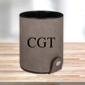 Personalized Leather Dice Cup, Gray, Groomsmen Dice Cup, Groomsmen Gifts, Gifts for Dad, Husband Gift, Gifts for Him