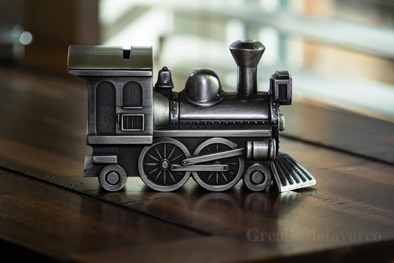 Personalized Train Bank Ring Bearer Gift Child's Gift Train Will you be our Ring Bearer Train Bank Pewter Train Bank image 1