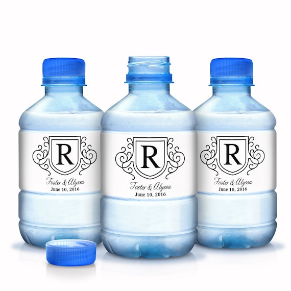 Monogram Wedding Water Bottle Labels - Wedding Decor - Wedding Favors - Wedding Labels - Bridal Shower Labels - Bottle Wraps Il_570xn