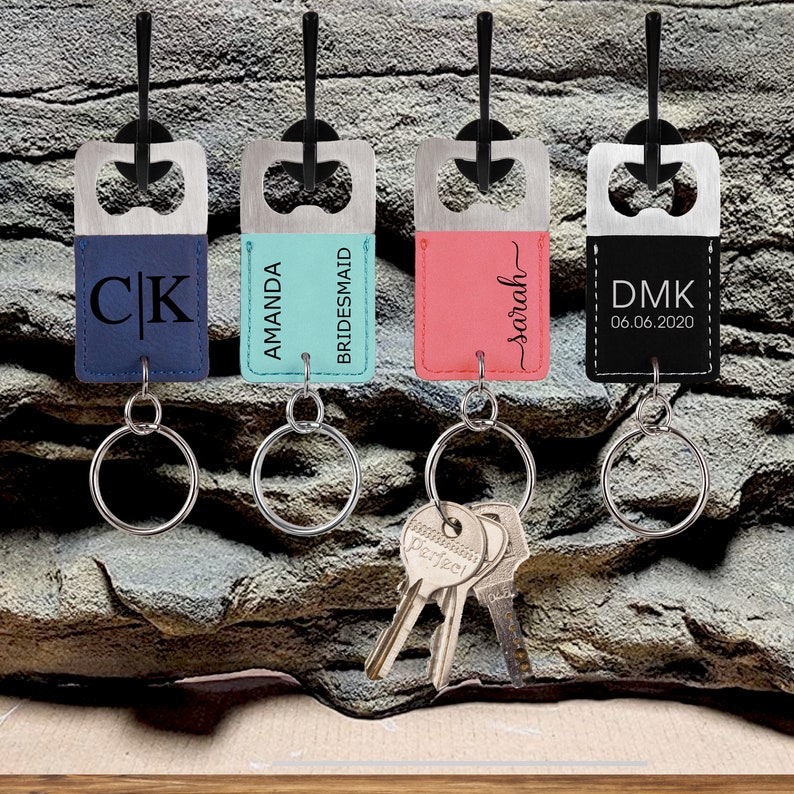 Personalized Key Chain Custom Bottle Opener Engraved Bottle Opener Gift For Him Gift for Her Birthday Gift Bridesmaid Gift image 3