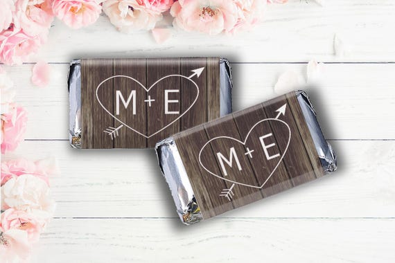 Personalized Wedding Candy Wrappers: Carved Initials, Bridal Shower Favors