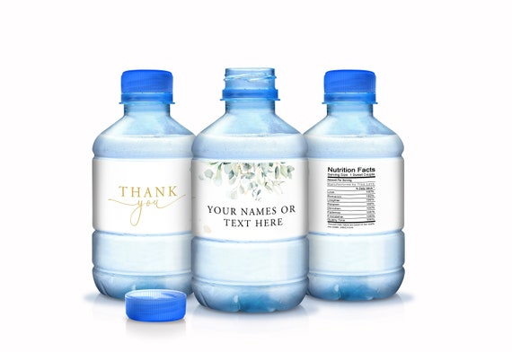 30 Personalized Vintage Waterproof Eucalyptus Greenery Water Bottle Labels, Wedding Bottle Wraps Stickers, Bottled Water Labels Il_570xn