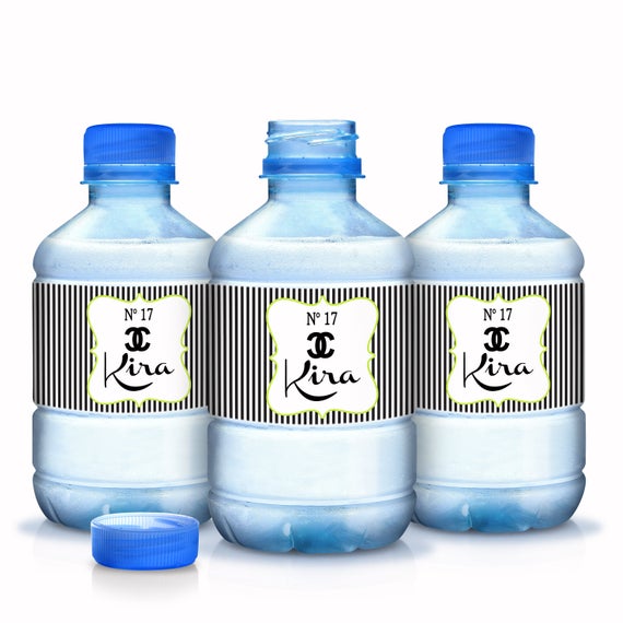 30 Striped No 17 Birthday Water Bottle Labels - Birthday Decor - Birthday Party Favors - Birthday Sweet 16 Water Bottle Labels Il_570xn