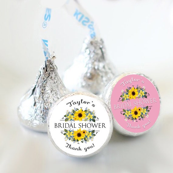 108 Bridal Shower Sunflower Hershey Kiss Stickers - Wedding Kiss Labels - Sunflower Kiss Labels - Wedding Decor - Wedding Favors Il_570xn