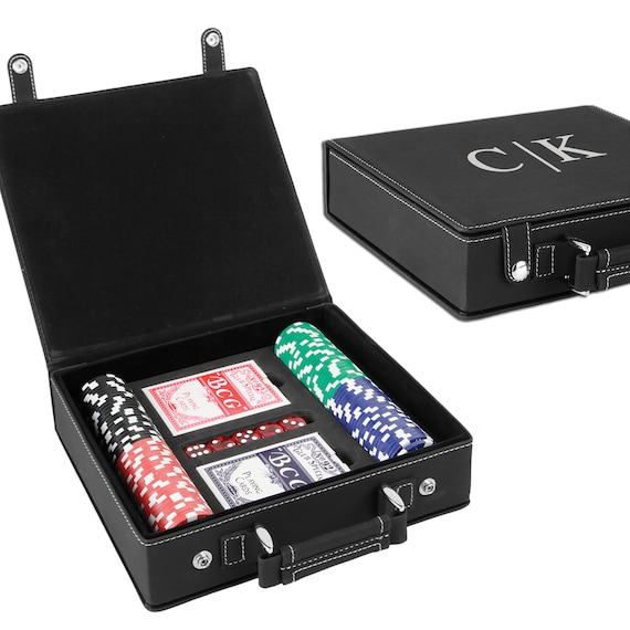 Personalized Black & Silver 100 Chip Poker Gift Set | For Him | Groomsmen Gifts | Gifts for Dad | Gifts for Men Il_570xn