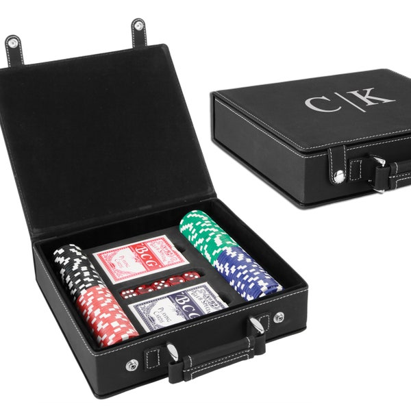 Personalized 100 Chip Poker Gift Set | For Him | Groomsmen Gifts | Gifts for Dad | Gifts for Men | Select From Black, Gray or Rustic Boxes