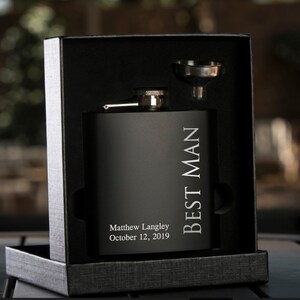 Personalized Black Flask, Groomsman Gift, Best Man Gift, Wedding Party Gift, Wedding Gift, Gifts for Groomsman, Gift for Best Man