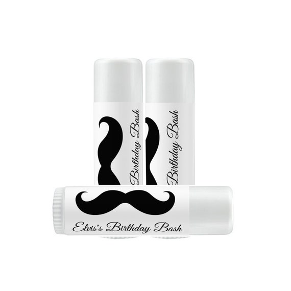 Lip Balm Labels - Personalized Lip Balm Labels - moustache labels - 1 Sheet of 12 Lip Balm Labels - Birthday Bash - Baby Shower Il_570xn