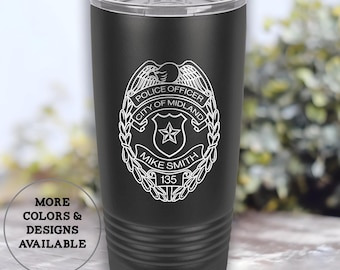 Personalized Law Enforcement 20 oz Tumbler: Engraved Police Officer Gift