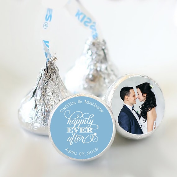 Personalized Happily Ever After Kiss Stickers | Personalized Wedding Favors for Kisses| Wedding Kiss Labels | 3/4" Stickers Il_570xn