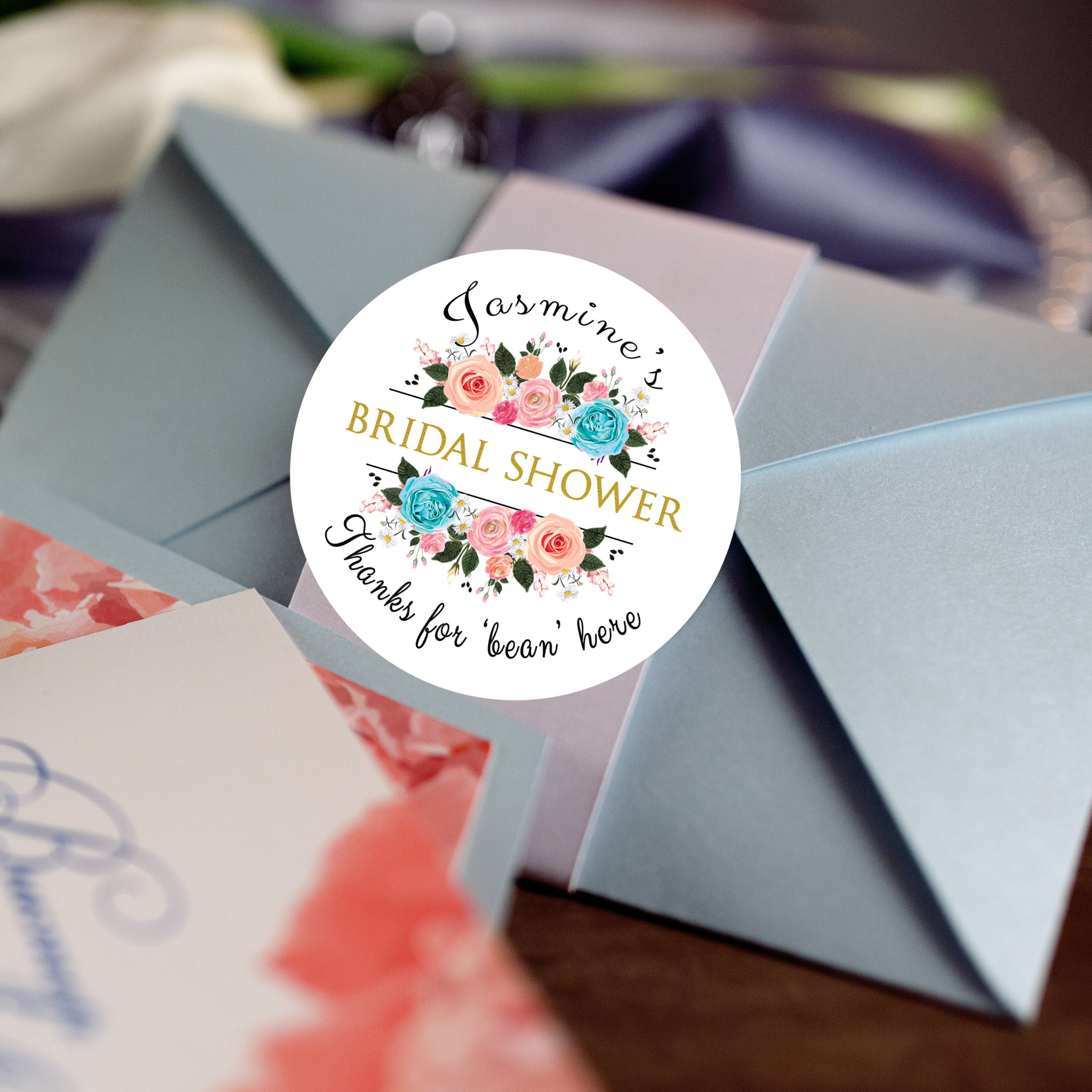 Bridal Shower Stickers, Custom Bridal Shower Labels - Round Bridal