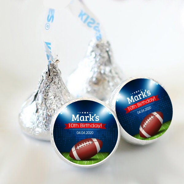 Football Hershey Kiss Labels 108 Football Hershey Kiss Stickers Birthday Favors