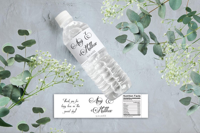 Personalized Wedding Water Bottle Labels - Bottled Water Labels - Wedding Bottled Water Labels - Water Bottle Wraps - Bottle Stickers