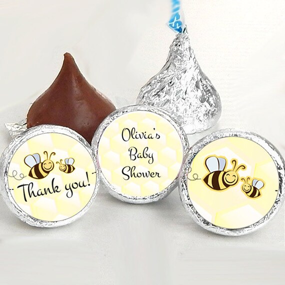 Bumble Bee Baby Shower Favors - Bumble Bee Party Favors - Bumble Bee Birthday Favors - Hershey® Kiss Stickers - Kiss Seals - 108 Stickers Il_570xn