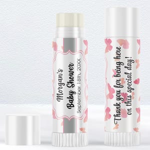 Printed Pink Butterflies Lip Balm Labels: Great for Birthdays, Baby Showers, Bridal Showers, Business Promotion and more