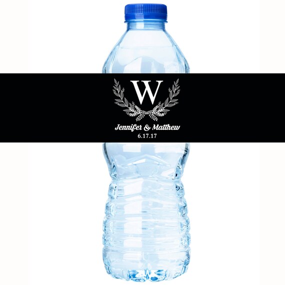 30 Wedding Water Bottle Labels - Monogram Water Bottle Labels - Custom Water Bottle Labels - Wedding Decor - Wedding Favors - Bottle Wraps Il_570xn
