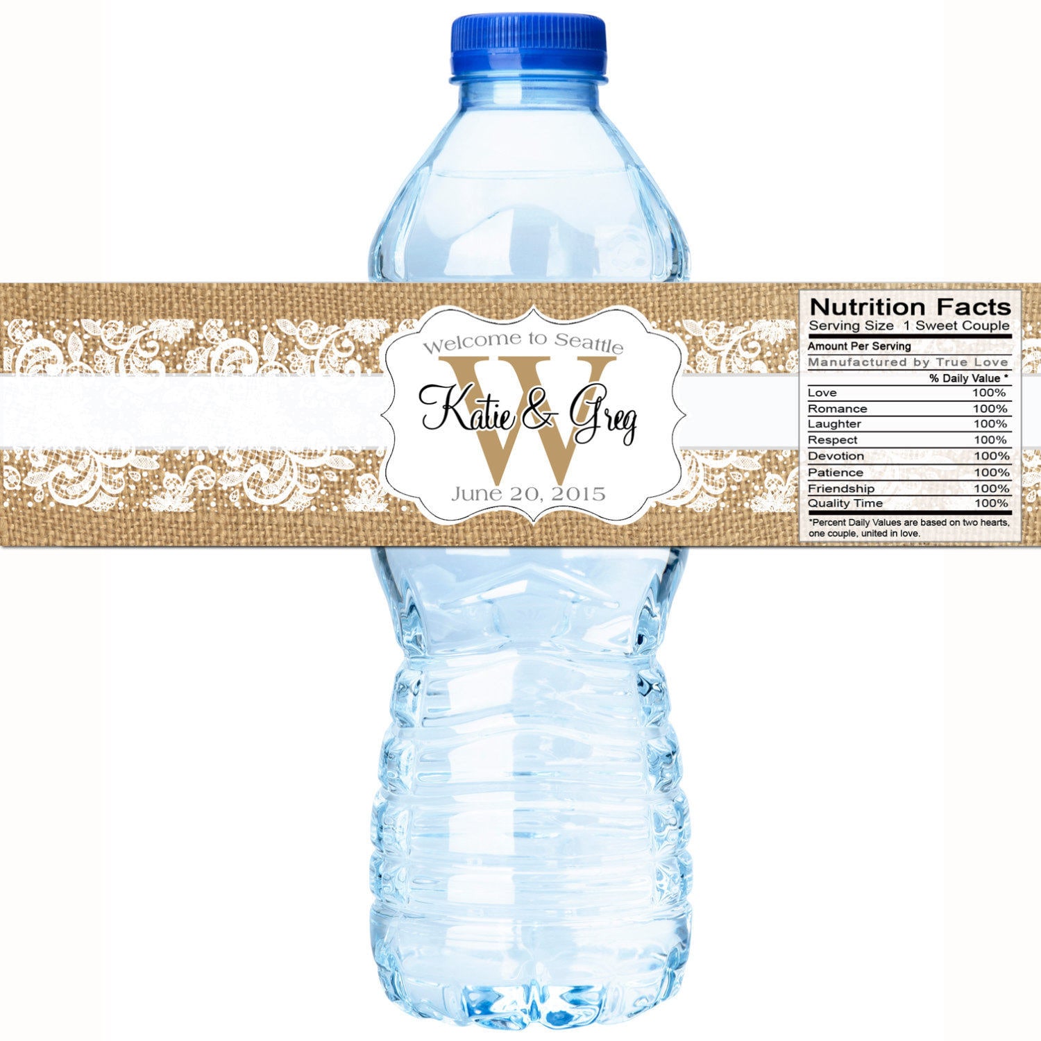 Monogram Water Bottle Labels Wedding Bottled Water Labels Etsy