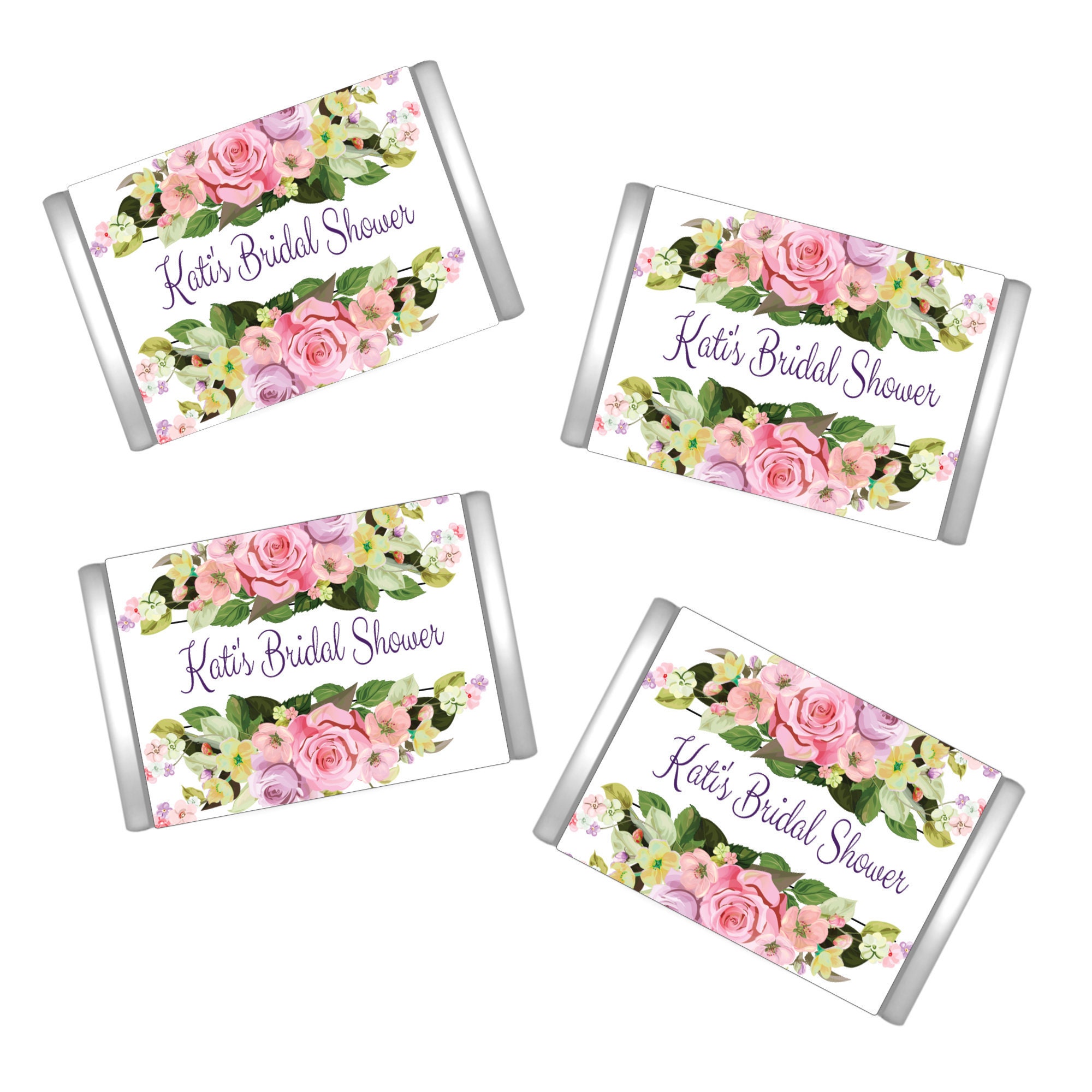 Pink Roses Hershey's Miniatures Chocolate Wrappers - Wedding Decor ...