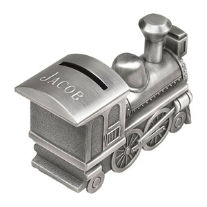 Personalized Train Bank Ring Bearer Gift Child's Gift Train Will you be our Ring Bearer Train Bank Pewter Train Bank image 5