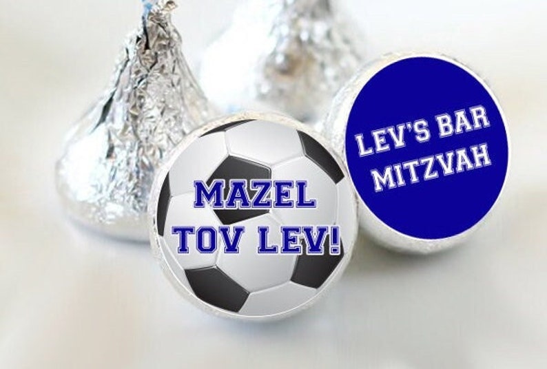 Printed 3/4 Round Candy Stickers Bar Mitzvah Mazel Tov Labels Birthday 108 Stickers more sizes available image 1