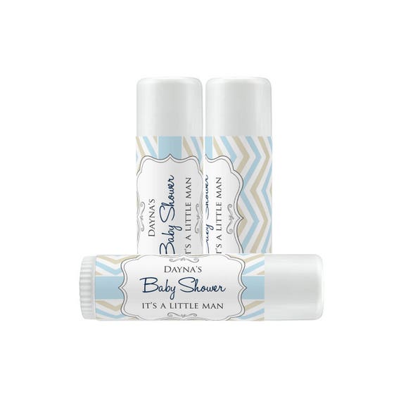 Baby Shower Lip Balm Labels - Personalized Lip Balm Labels - 1 Sheet of 12 Lip Balm Labels - Light Blue - Chevron - It's a boy Il_570xn