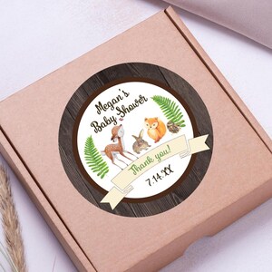 Woodland Baby Shower Favor Labels: Rustic Animal Stickers