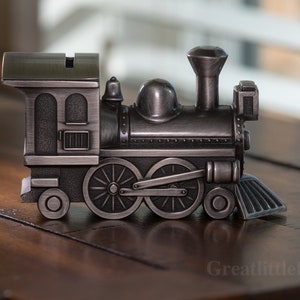 Personalized Train Bank Ring Bearer Gift Child's Gift Train Will you be our Ring Bearer Train Bank Pewter Train Bank image 2