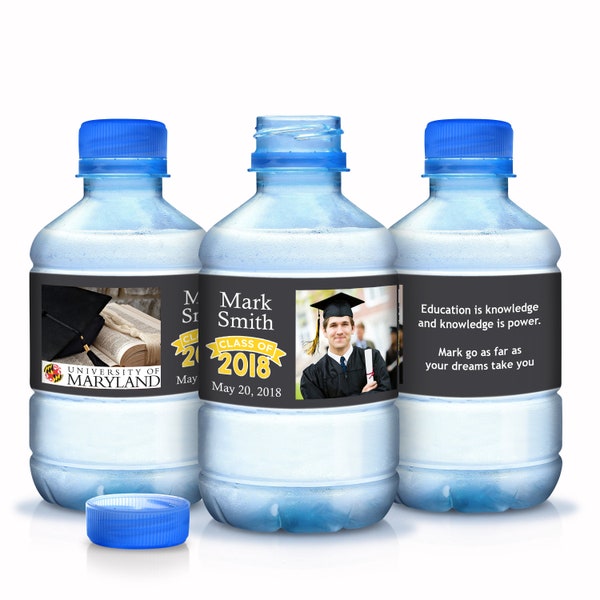 30 Graduation Water Bottle Labels, 30 Graduate Bottled Water Labels, Custom Water Bottle Labels, 30 Photo Graduate Water Bottle Labels