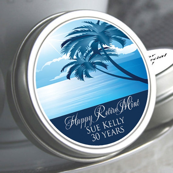 Retirement Mint Tins - RetireMints - Palm Tree - Retirement Favors - Retirement Decor - Retirement Mints - Retired - Beach Themed Mints Il_570xn