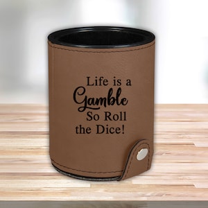 Personalized Leather Dice Cup, Dark Brown, Groomsmen Dice Cup, Groomsmen Gifts, Gifts for Dad, Husband Gift, Gifts for Him