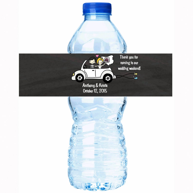 Just Married Get Away Car Wedding Decor Wedding Water Bottle Labels Personalized Wedding Favors Wedding Water Bottle Labels