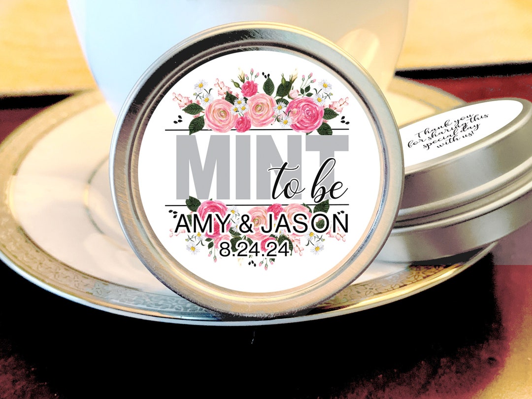 Personalized Wedding Favor Mint Tins | Pink Rose, Custom Text - Etsy