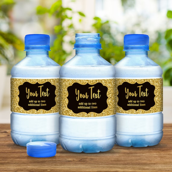30 Personalized Gold Glitter Water Bottle Labels, Great for Weddings ...
