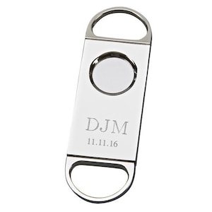 Personalized Cigar Cutter Groomsman Gifts Best Man Gift Gift for Dad Cigar Cutters Silver Cigar Cutter Monogram with Date image 1