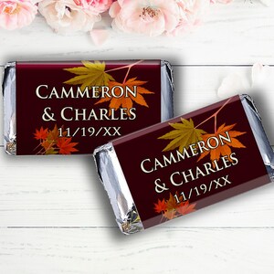 Personalized Fall Wedding Miniature & Nugget Chocolate Wrappers: Autumn Favors