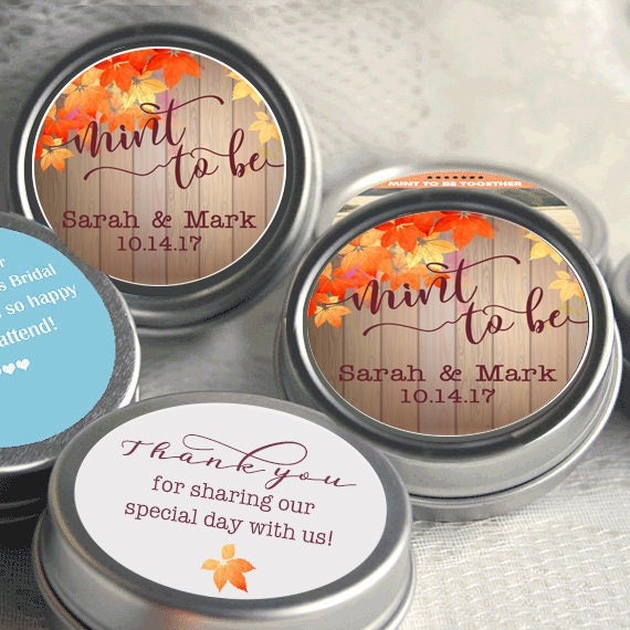 Personalized Tin Mint Fall Leaves Favor - Mint to Be Favor - Personalized Bridal Shower Favor - Shower Favor - Autumn Favor - Wedding Favor Il_570xn