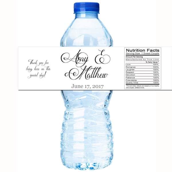 30 Personalized Wedding Water Bottle Labels - Bottled Water Labels - Wedding Bottled Water Labels - Water Bottle Wraps - Bottle Stickers