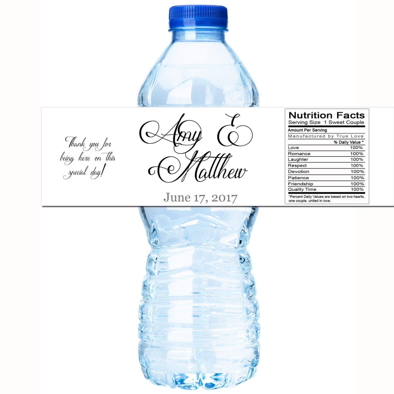 Personalized bottled water labels wedding