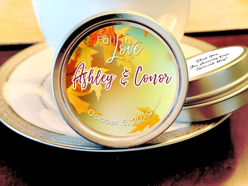 Fall Wedding Favors Personalized Wedding Favors Fall Bridal Shower Favors Fall Wedding Mints Fall Wedding Decor Fall in Love