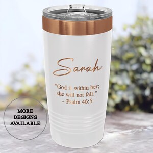 Vaso personalizado de acero inoxidable blanco y oro rosa de 20 oz.
